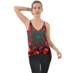 Fractal Red Spiral Abstract Art Chiffon Cami