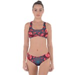 Fractal Red Spiral Abstract Art Criss Cross Bikini Set