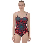 Fractal Red Spiral Abstract Art Sweetheart Tankini Set