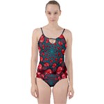 Fractal Red Spiral Abstract Art Cut Out Top Tankini Set
