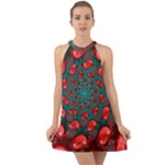 Fractal Red Spiral Abstract Art Halter Tie Back Chiffon Dress
