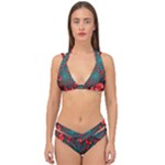 Fractal Red Spiral Abstract Art Double Strap Halter Bikini Set