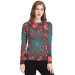 Fractal Red Spiral Abstract Art Women s Long Sleeve Rash Guard