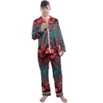 Fractal Red Spiral Abstract Art Men s Long Sleeve Satin Pajamas Set