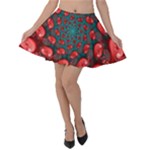 Fractal Red Spiral Abstract Art Velvet Skater Skirt