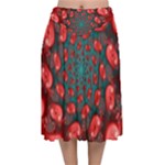 Fractal Red Spiral Abstract Art Velvet Flared Midi Skirt
