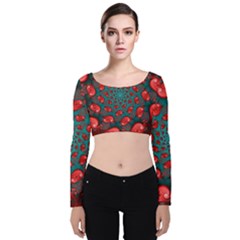Velvet Long Sleeve Crop Top 