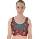 Fractal Red Spiral Abstract Art Velvet Racer Back Crop Top