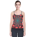 Fractal Red Spiral Abstract Art Velvet Spaghetti Strap Top