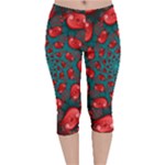Fractal Red Spiral Abstract Art Velvet Capri Leggings 