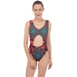 Fractal Red Spiral Abstract Art Center Cut Out Swimsuit