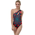 Fractal Red Spiral Abstract Art To One Side Swimsuit