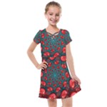 Fractal Red Spiral Abstract Art Kids  Cross Web Dress