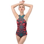 Fractal Red Spiral Abstract Art Cross Front Low Back Swimsuit