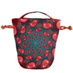 Fractal Red Spiral Abstract Art Drawstring Bucket Bag