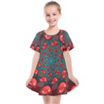 Fractal Red Spiral Abstract Art Kids  Smock Dress