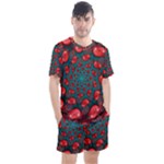 Fractal Red Spiral Abstract Art Men s Mesh T-Shirt and Shorts Set