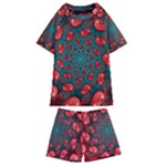 Fractal Red Spiral Abstract Art Kids  Swim T-Shirt and Shorts Set