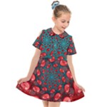 Fractal Red Spiral Abstract Art Kids  Short Sleeve Shirt Dress