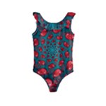 Fractal Red Spiral Abstract Art Kids  Frill Swimsuit