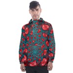 Fractal Red Spiral Abstract Art Men s Front Pocket Pullover Windbreaker