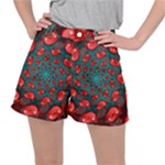 Fractal Red Spiral Abstract Art Women s Ripstop Shorts