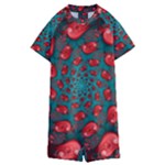 Fractal Red Spiral Abstract Art Kids  Boyleg Half Suit Swimwear