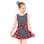 Fractal Red Spiral Abstract Art Kids  Skater Dress Swimsuit