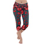 Fractal Red Spiral Abstract Art Lightweight Velour Capri Yoga Leggings