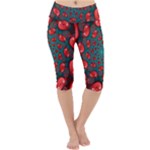 Fractal Red Spiral Abstract Art Lightweight Velour Cropped Yoga Leggings