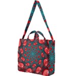 Fractal Red Spiral Abstract Art Square Shoulder Tote Bag