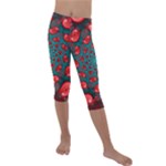 Fractal Red Spiral Abstract Art Kids  Lightweight Velour Capri Leggings 