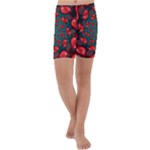 Fractal Red Spiral Abstract Art Kids  Lightweight Velour Capri Yoga Leggings