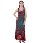 Fractal Red Spiral Abstract Art Sleeveless Velour Maxi Dress