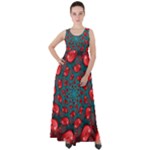 Fractal Red Spiral Abstract Art Empire Waist Velour Maxi Dress