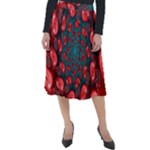 Fractal Red Spiral Abstract Art Classic Velour Midi Skirt 