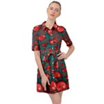 Fractal Red Spiral Abstract Art Belted Shirt Dress