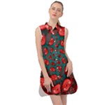 Fractal Red Spiral Abstract Art Sleeveless Shirt Dress