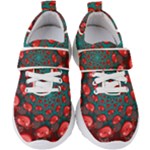 Fractal Red Spiral Abstract Art Kids  Velcro Strap Shoes