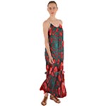 Fractal Red Spiral Abstract Art Cami Maxi Ruffle Chiffon Dress