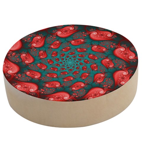 Fractal Red Spiral Abstract Art Wooden Bottle Opener (Round) from ArtsNow.com
