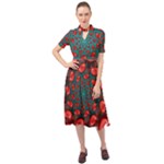 Fractal Red Spiral Abstract Art Keyhole Neckline Chiffon Dress