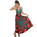 Fractal Red Spiral Abstract Art Backless Maxi Beach Dress