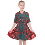 Fractal Red Spiral Abstract Art Kids  All Frills Chiffon Dress