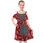 Fractal Red Spiral Abstract Art Kids  Cut Out Shoulders Chiffon Dress