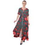 Fractal Red Spiral Abstract Art Waist Tie Boho Maxi Dress