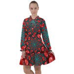 Fractal Red Spiral Abstract Art All Frills Chiffon Dress