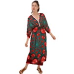 Fractal Red Spiral Abstract Art Grecian Style  Maxi Dress