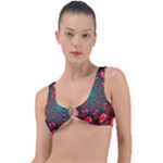 Fractal Red Spiral Abstract Art Ring Detail Bikini Top