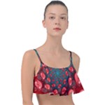Fractal Red Spiral Abstract Art Frill Bikini Top
